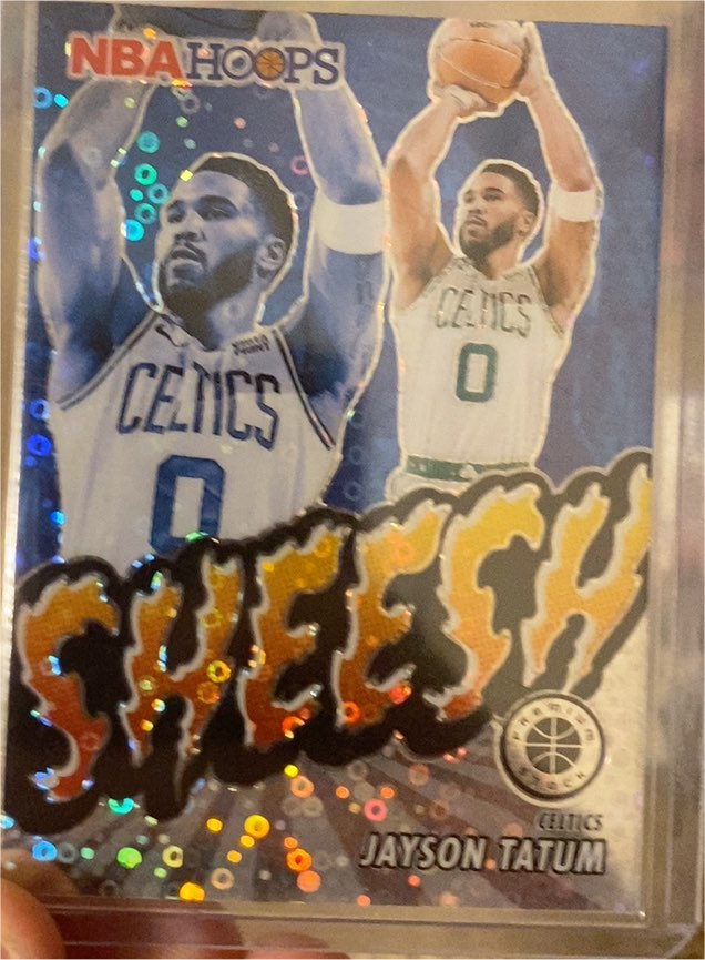 2023-24 Panini NBA Hoops Premium Stock #22 Jayson Tatum Sheesh Silver Prizm — front