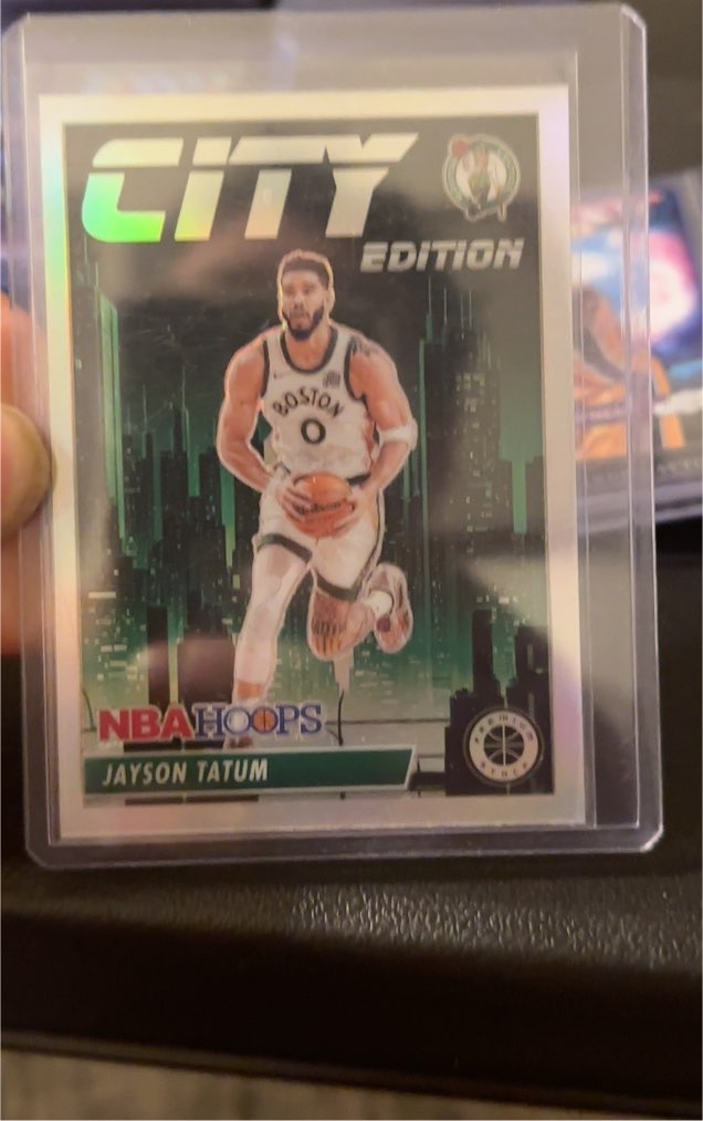 2023-24 Panini NBA Hoops Premium Stock City Edition Silver Prizm #3 Jayson Tatum — front