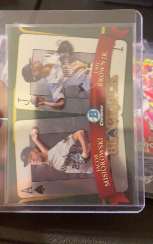 2022 Bowman Chrome Draft Blackjack #BJ4 Jacob Misiorowski/Eric Brown Jr. — front