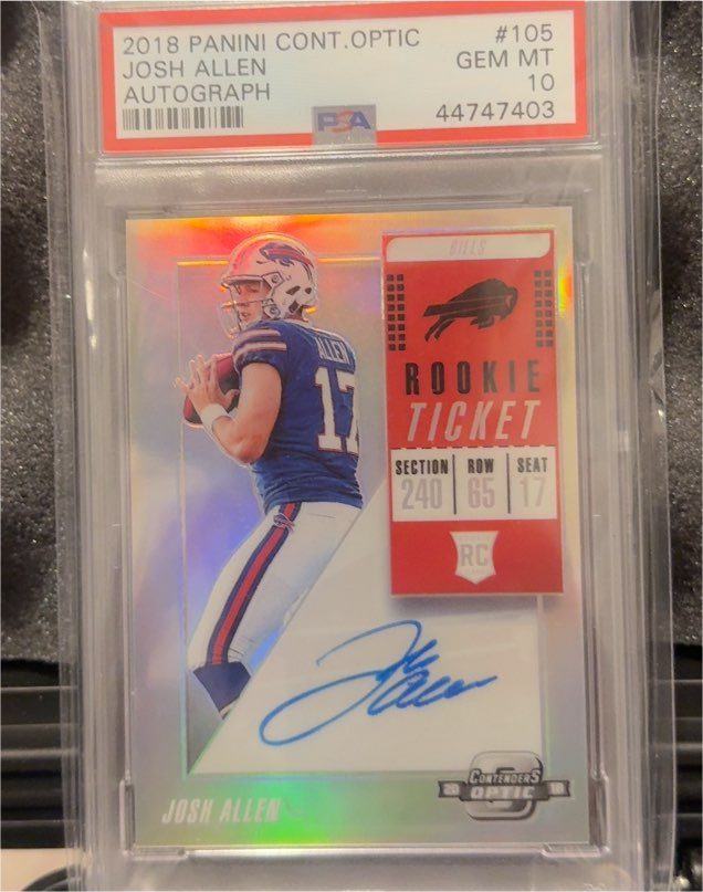2018 Panini Contenders Optic #105 Josh Allen Rookie Ticket Autograph — front