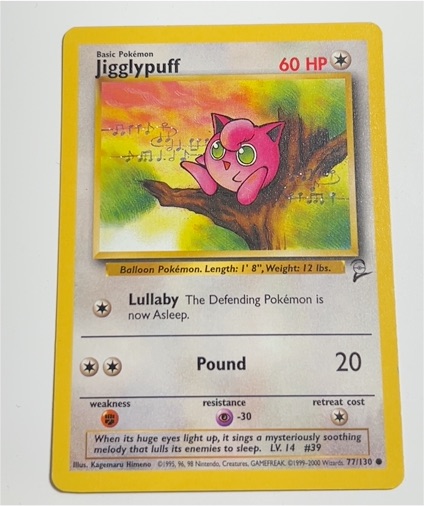1999 Pokémon Base Set 2 #77 Jigglypuff — front