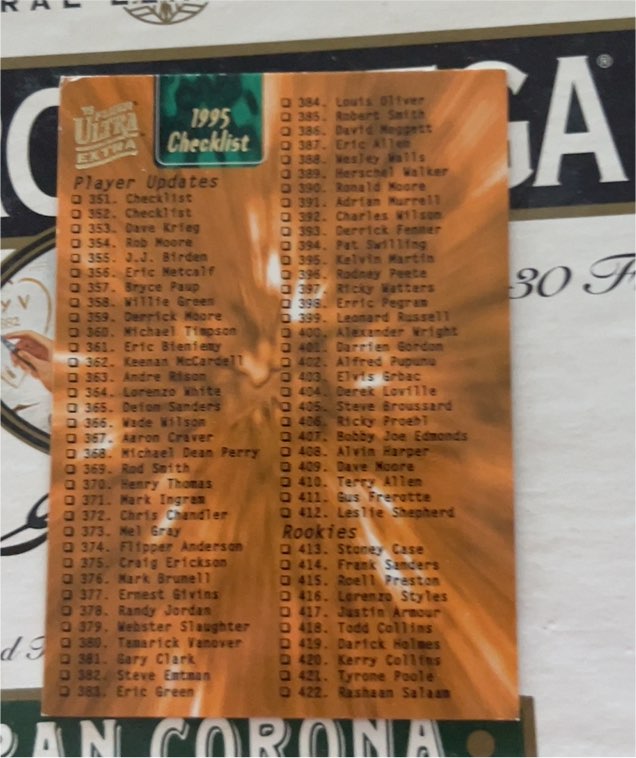 1995 Ultra Basketball Checklist — front