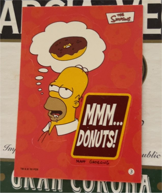 2002 Topps The Simpsons Sticker #3 Homer Simpson MMM... Donuts! — front