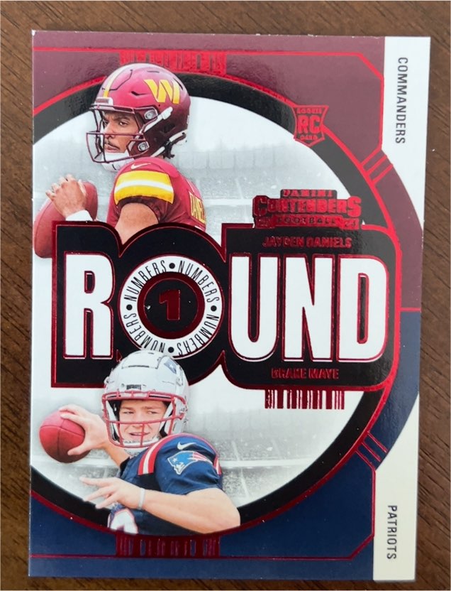 2024 Panini Contenders #1 Round Numbers Jayden Daniels Drake Maye — front