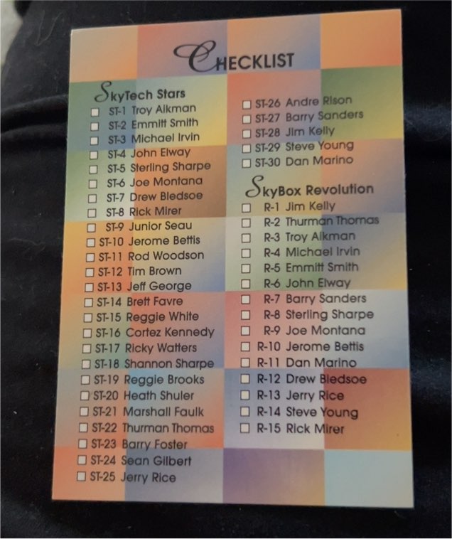 1994 SkyBox Premium Football Checklist #200 — front