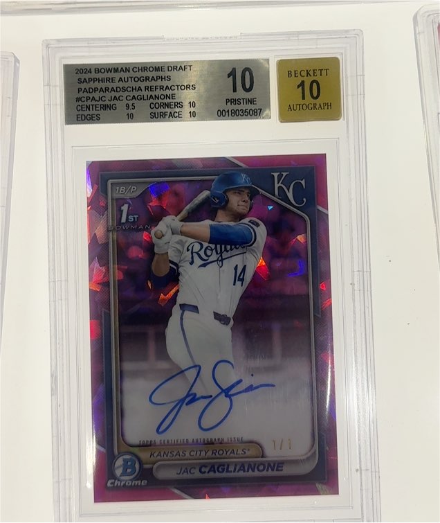 2024 Bowman Chrome Draft Sapphire Autographs #CPAJC Jac Caglianone — front