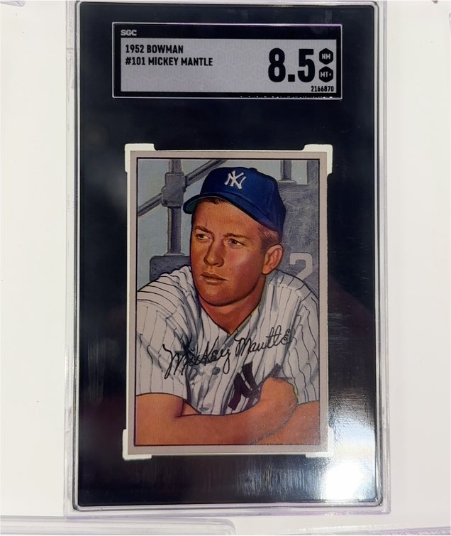 1952 Bowman #101 Mickey Mantle — front