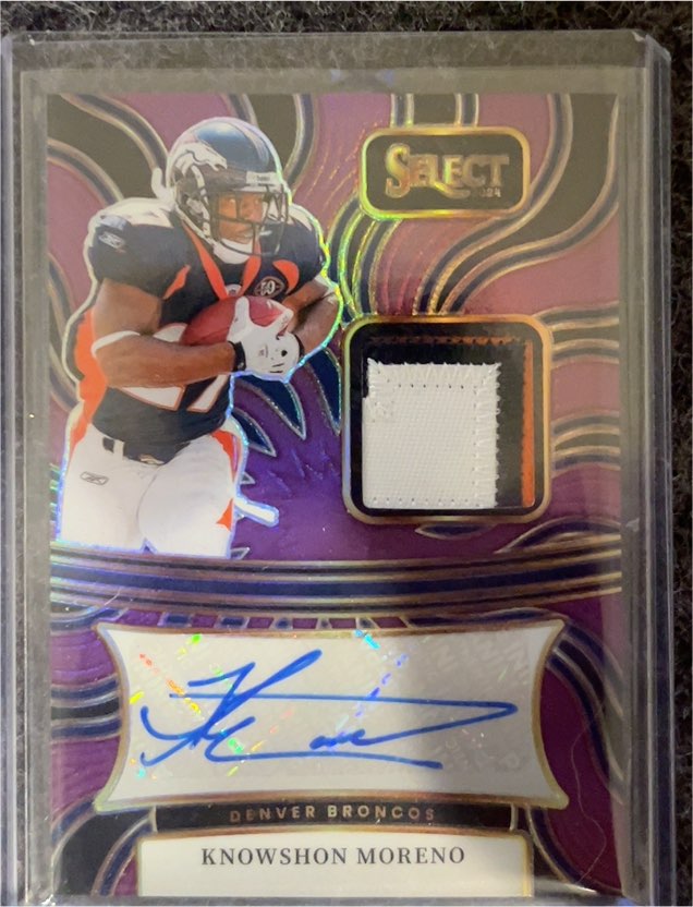 2024 Panini Select Knowshon Moreno Signature Memorabilia Purple Prizm — front
