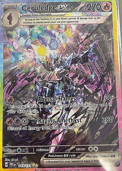 2025 Pokémon Scarlet & Violet Prismatic Evolutions #147 Ceruledge ex — front
