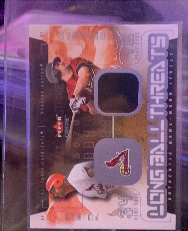2003 Fleer Genuine Longball Threats Single Swatch #12B Troy Glaus — front
