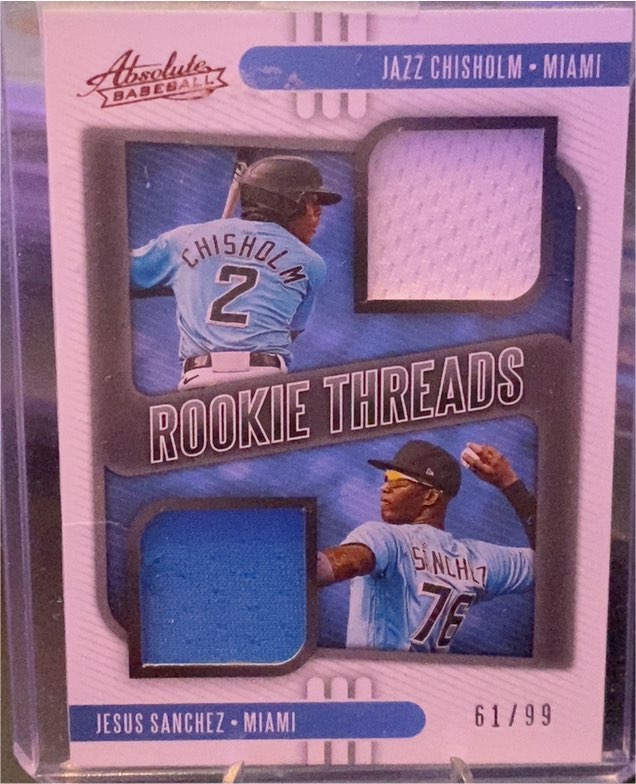 2021 Panini Absolute Rookie Threads Duals #RTD-JC Jazz Chisholm / Jesus Sanchez — front