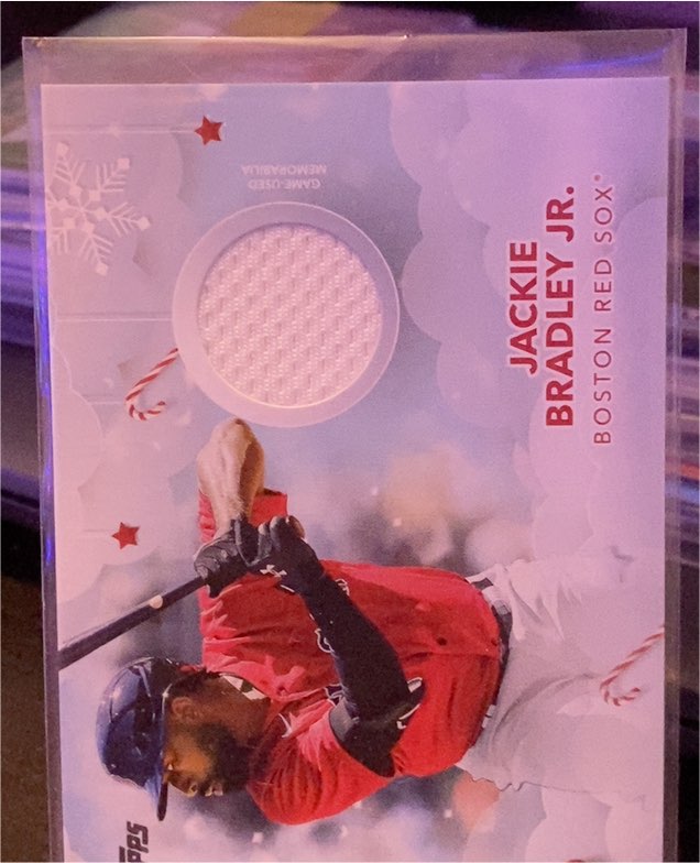 2020 Topps Holiday Walmart #WHR-JJ Jackie Bradley Jr Game Used White Jersey Red Sox — front