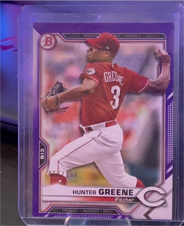 2021 Bowman Chrome Prospects #BCP-127 Hunter Greene — front