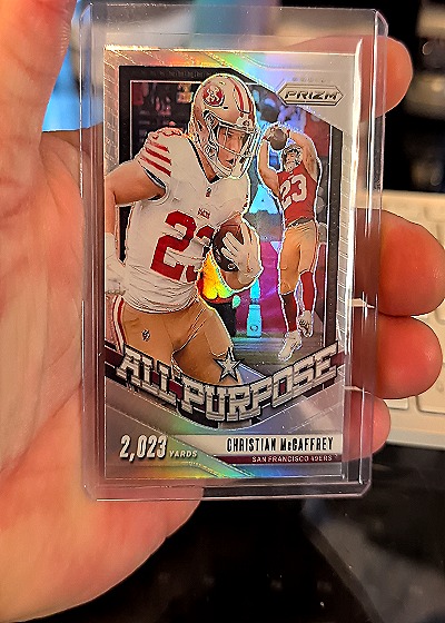 2024 Panini Prizm #19 Christian McCaffrey All Purpose Silver Prizm — front
