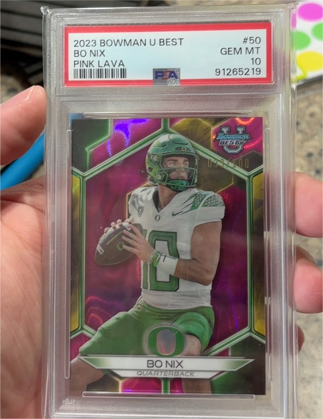 2023 Bowman U Best #50 Bo Nix Pink Lava — front