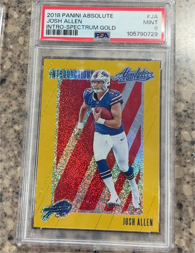 2018 Panini Absolute #JA Josh Allen Intro-Spectrum Gold — front