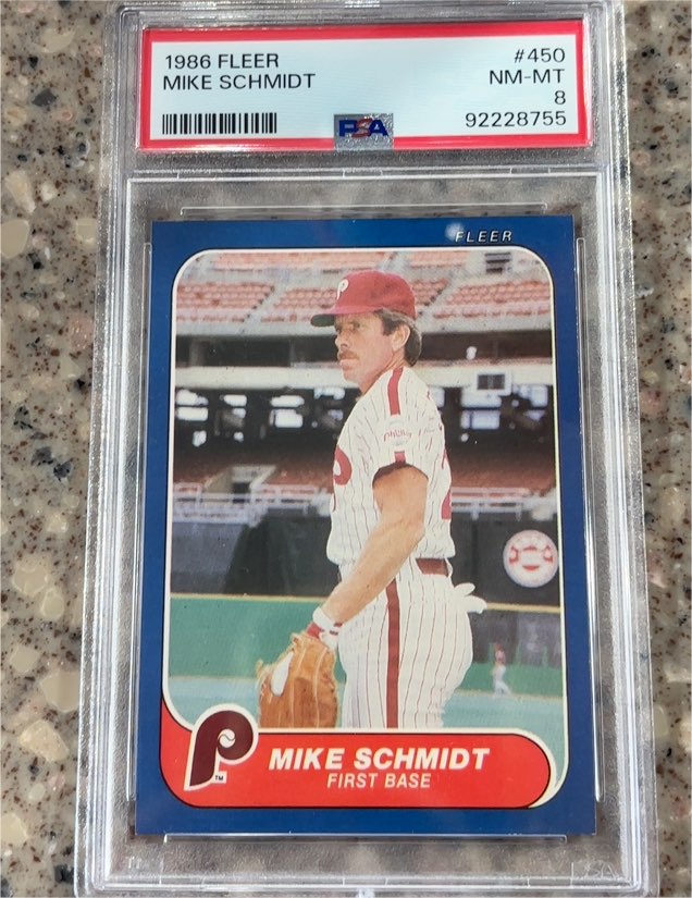 1986 Fleer #450 Mike Schmidt — front
