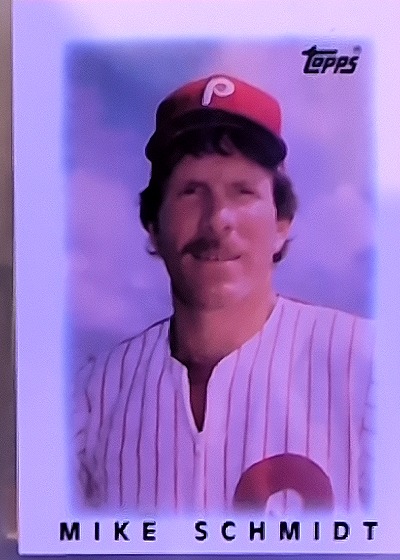 1986 Topps Major League Leaders Minis #55 Mike Schmidt — front