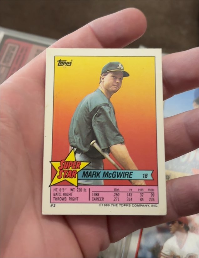 1989 Topps Super Star #3 Mark McGwire — front