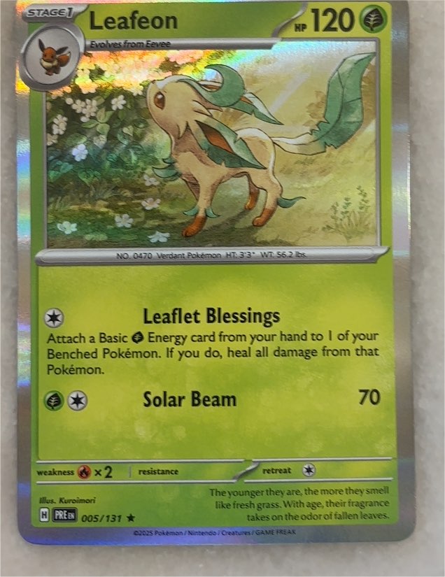 2025 Pokémon Scarlet & Violet Prismatic Evolutions #005 Leafeon — front