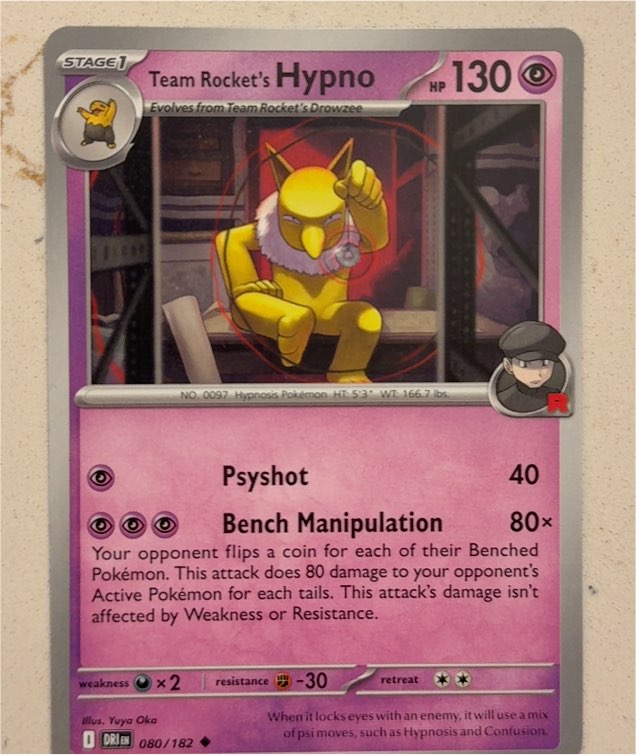 2025 Pokémon Scarlet & Violet Destined Rivals #080 Team Rocket's Hypno — front
