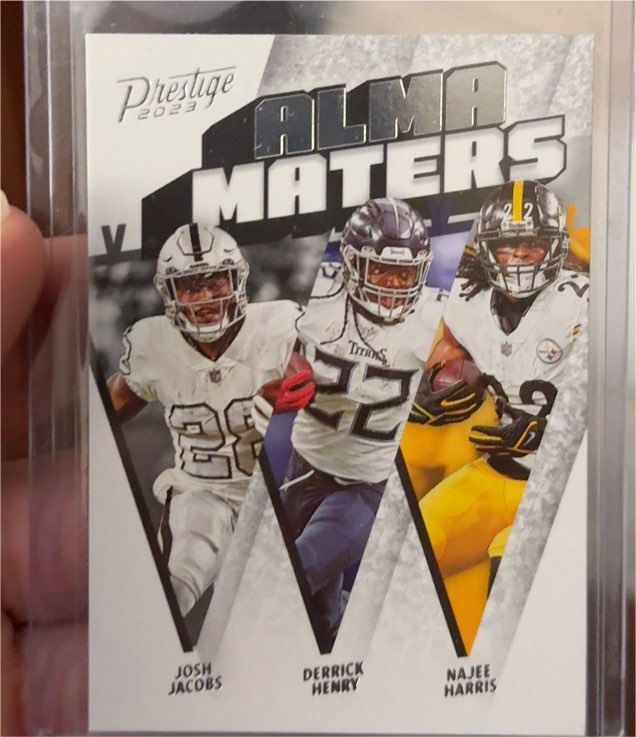 2023 Panini Prestige Alma Maters #AM-5 Josh Jacobs Derrick Henry Najee Harris — front