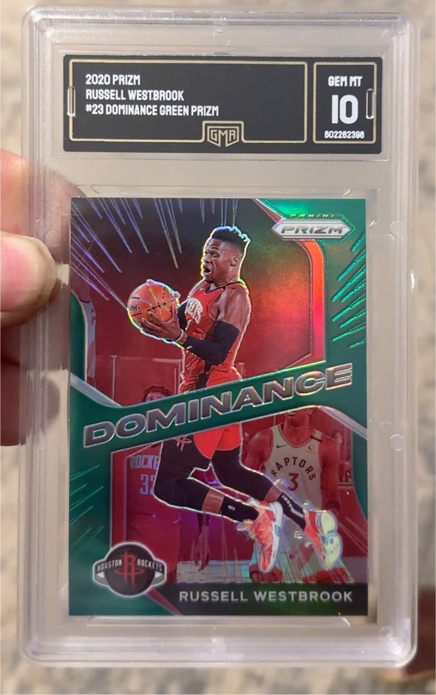 2020 Panini Prizm #23 Russell Westbrook Dominance Green Prizm — front
