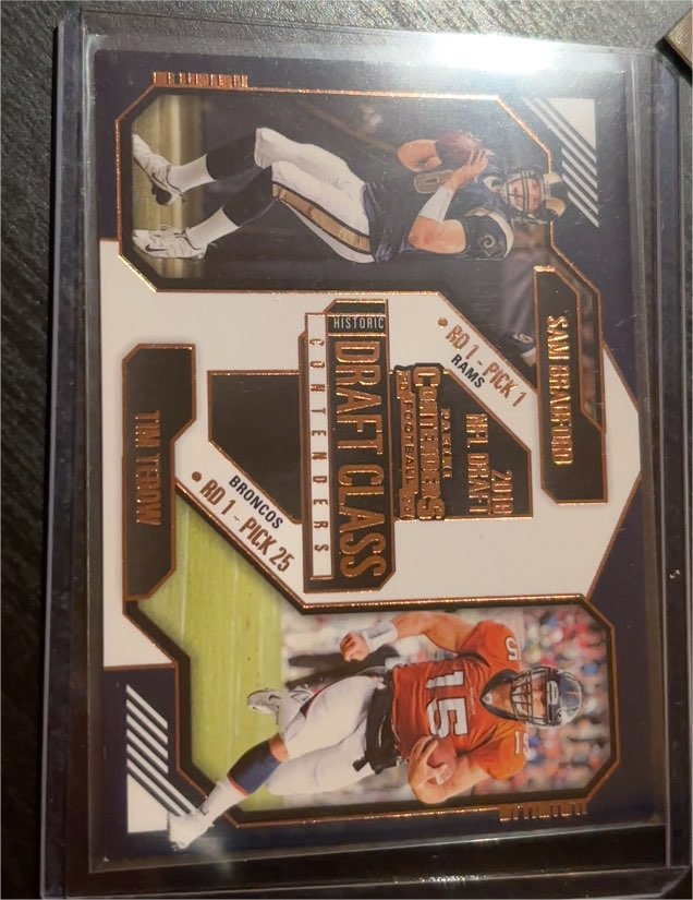 2024 Panini Contenders #25 Historic Draft Class - Sam Bradford & Tim Tebow — front