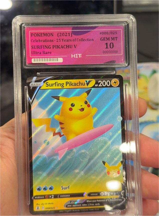 2021 Pokémon Celebrations #008 Surfing Pikachu V — front
