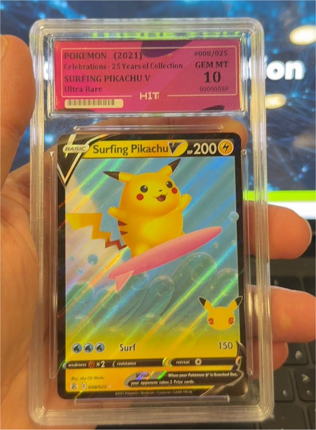 2021 Pokémon Celebrations #008 Surfing Pikachu V — front
