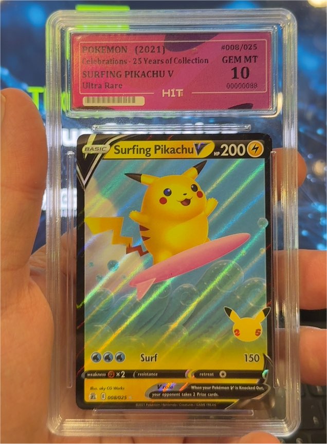 2021 Pokémon Celebrations #008 Surfing Pikachu V — front