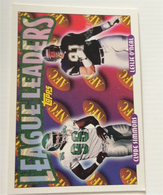 1993 Topps #218 Clyde Simmons/Leslie O'Neal League Leaders — front