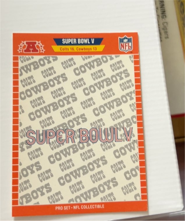 1989 Pro Set Super Bowl Logos #V Super Bowl V Cowboys Colts — front