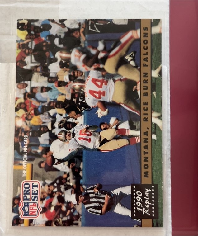 1991 Pro Set #329 Joe Montana / Jerry Rice Montana, Rice Burn Falcons — front