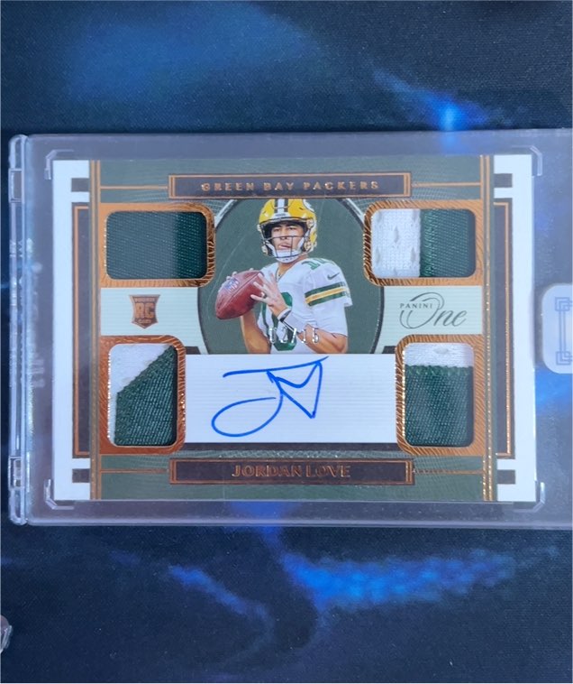 2020 Panini One #74 Jordan Love Rookie Patch Auto Quad Patch — front