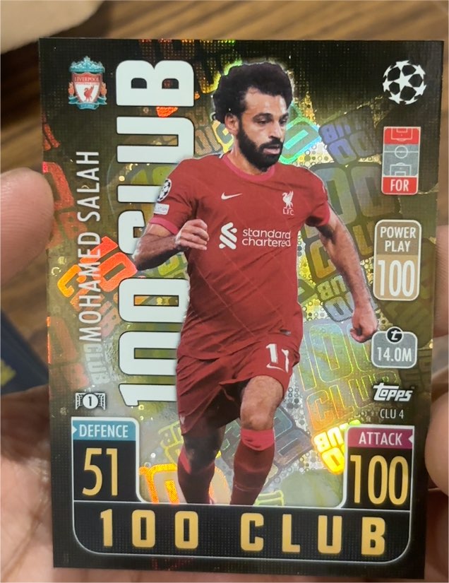2021-22 Topps Match Attax #CLU4 Mohamed Salah 100 Club — front