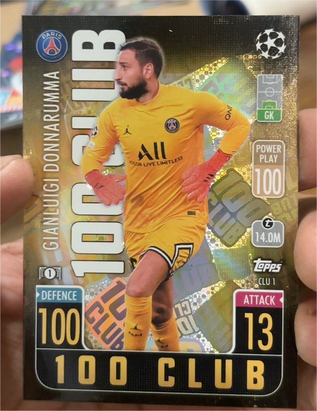2021-22 Topps Match Attax UCL Extra 100 Club CLU 1 Gianluigi Donnarumma — front
