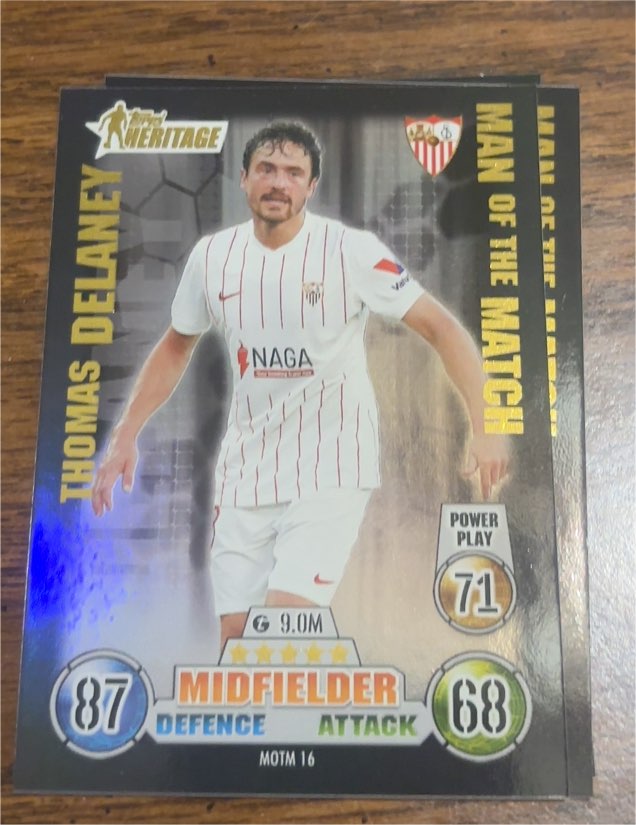 2021-22 Topps Match Attax Heritage Man of the Match Thomas Delaney #MOTM16 — front