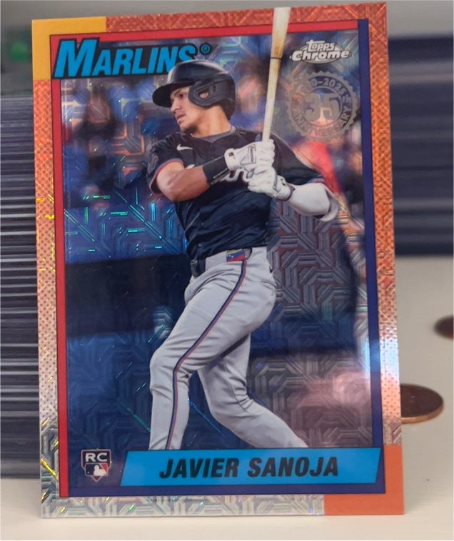 2025 Topps Series 2 1990 Topps Chrome Silver Pack Mojo #T90C-124 Javier Sanoja — front
