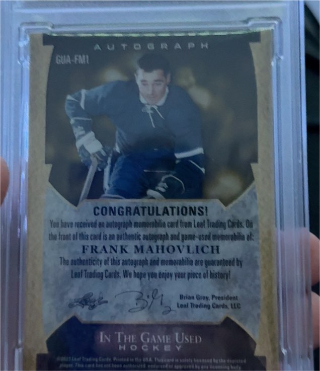 2022-23 Leaf ITG Used Game #GUA-FM1 Frank Mahovlich — front
