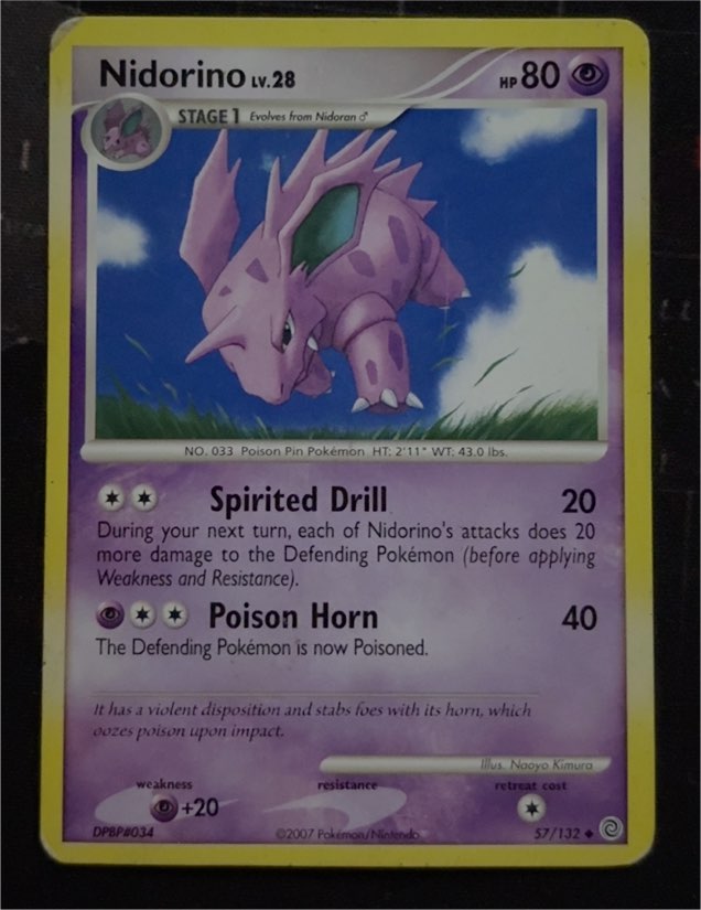 2007 Pokémon Secret Wonders #57 Nidorino — front