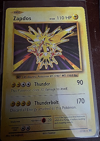 2016 Pokémon XY Evolutions #42 Zapdos — front