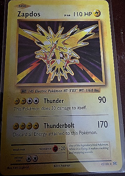 2016 Pokémon XY Evolutions #42 Zapdos — front