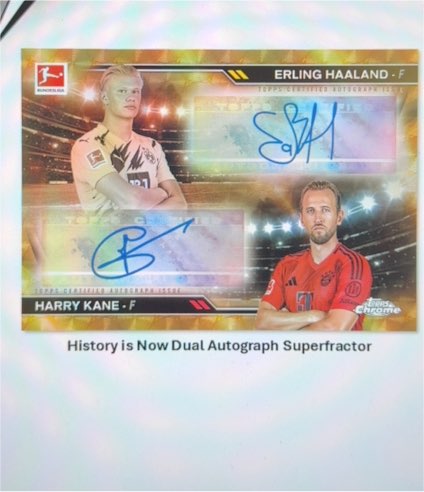 2022 Topps Chrome Bundesliga Dual Autograph Erling Haaland & Harry Kane — front