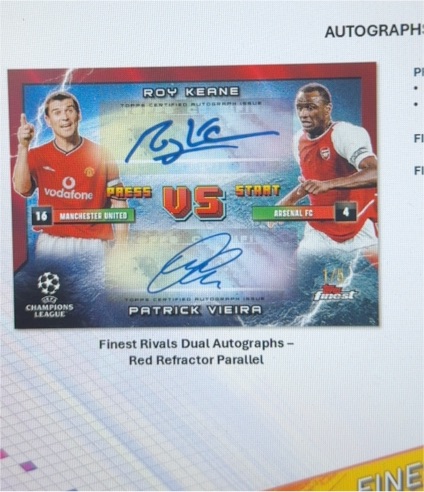 2023 Topps Finest Rivals Dual Autographs Roy Keane & Patrick Vieira — front