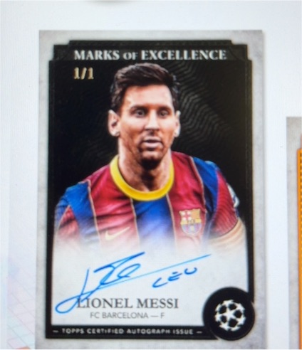 2023 Topps UEFA Marks of Excellence #1/1 Lionel Messi — front
