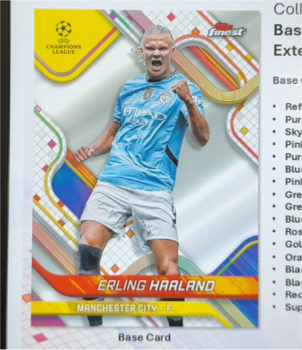 2023-24 Topps Finest UEFA Club Competitions Base Card Erling Haaland — front