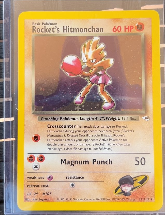 1999 Pokémon Gym Heroes #11 Rocket's Hitmonchan — front