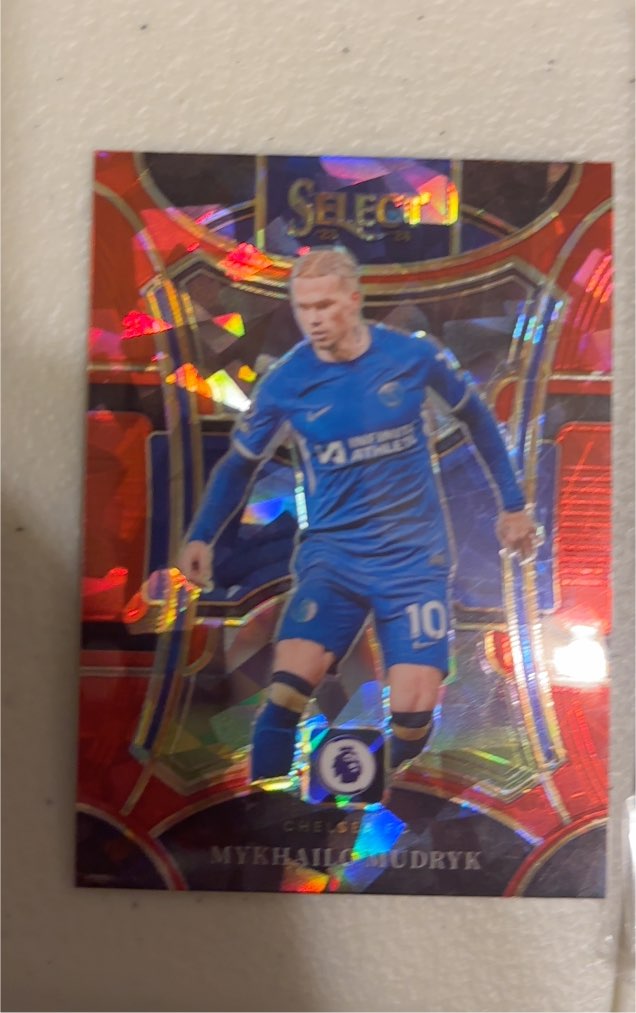 2023 Panini Select EPL #132 Mykhailo Mudryk Orange Ice Mezzanine Chelsea — front
