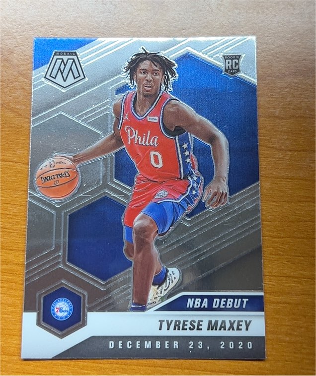 2020-21 Panini Mosaic #263 Tyrese Maxey NBA Debut Rookie Card — front